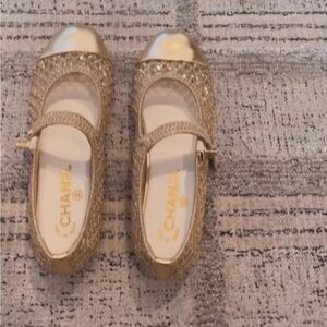 CHANEL Mesh and Sequin Mary Jane flats